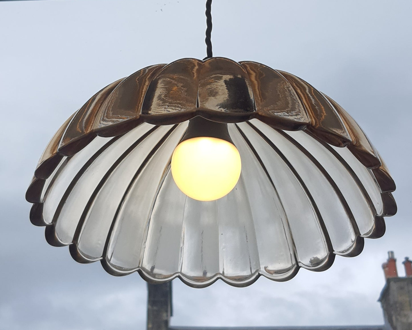 Glass Brown Petal Pendant Light