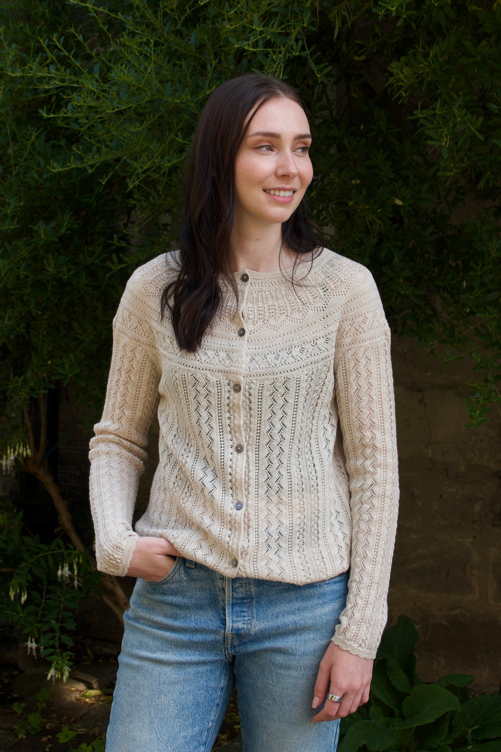 Vaila Lace Cardigan - Oatmeal
