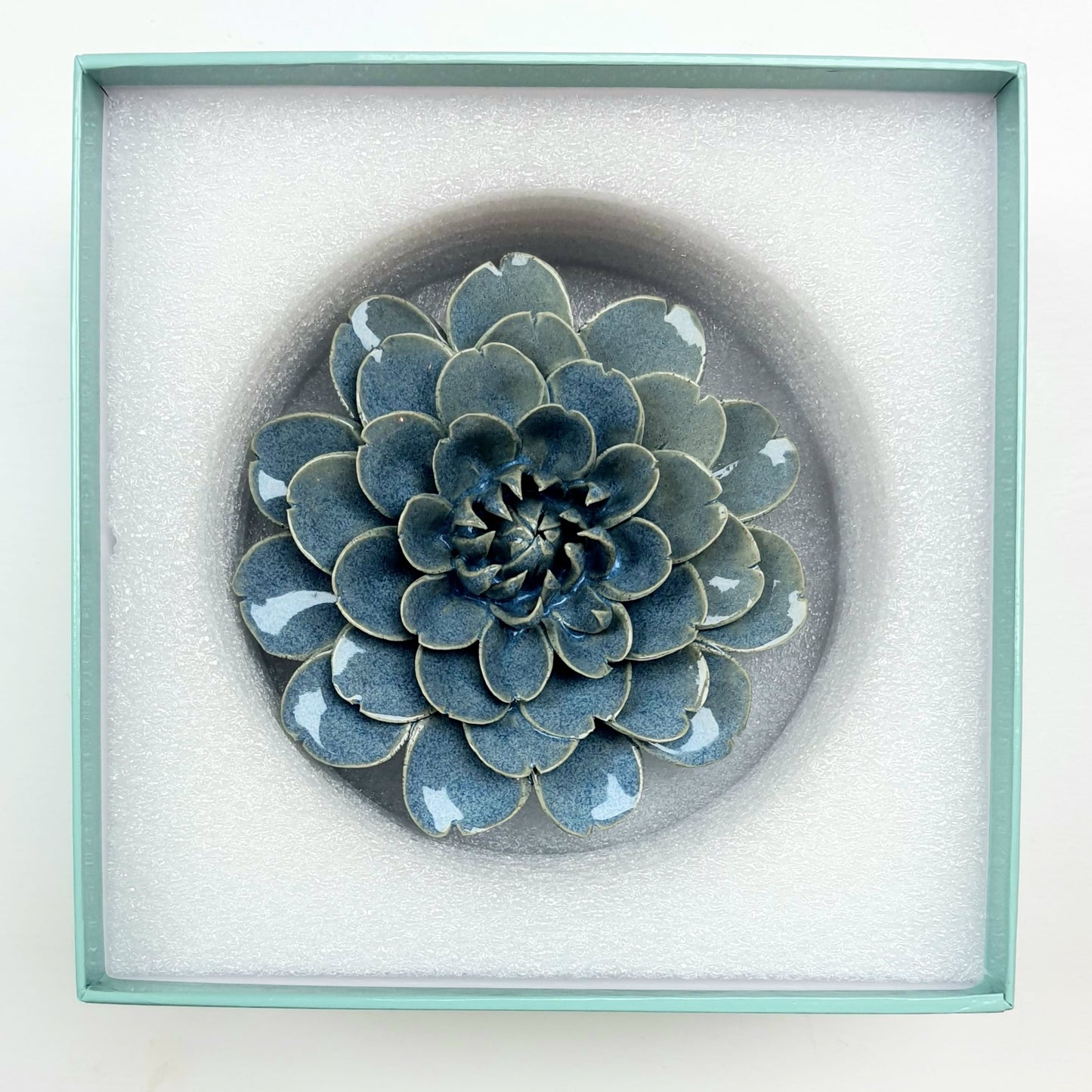 Ceramic Flower; Fancy Blue Fiesta Marigold