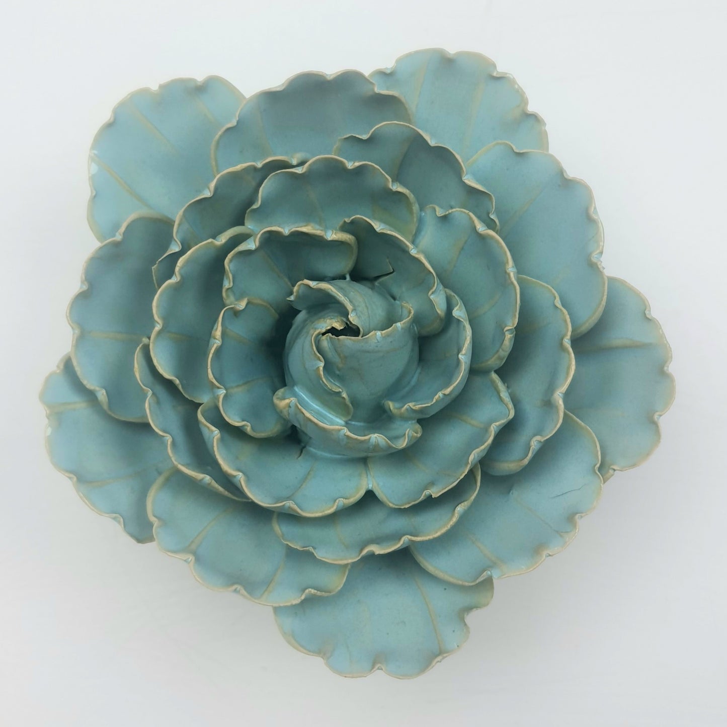 Ceramic Flower; Robin's Egg Blue Keiko Peony