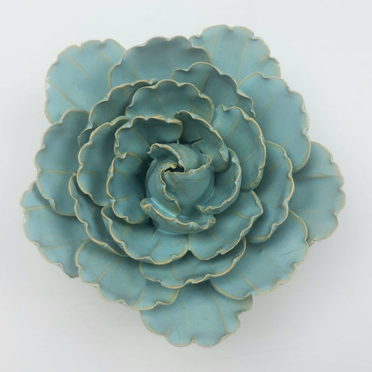 Ceramic Flower; Robin's Egg Blue Keiko Peony