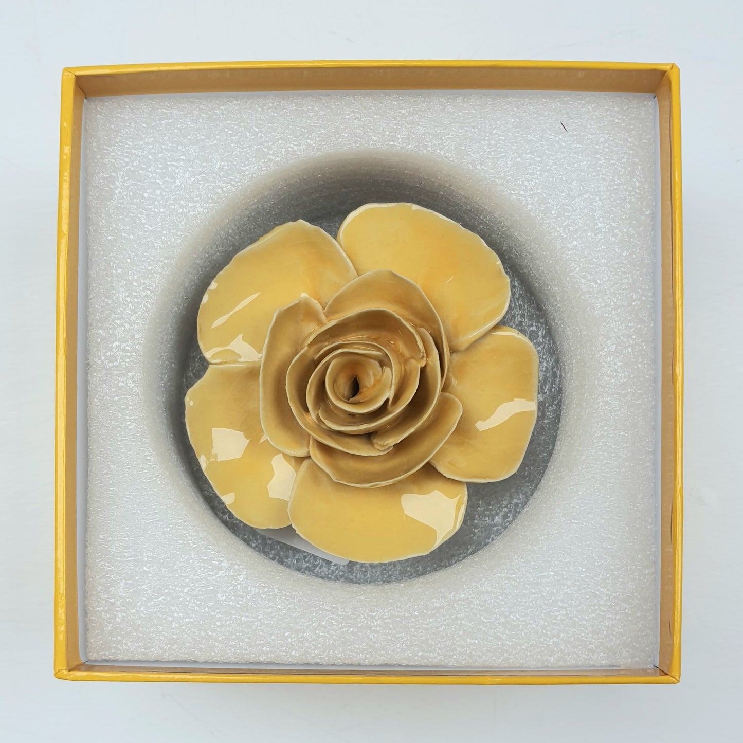 Ceramic Flower; Burnt Yellow Elegance Ranunculus