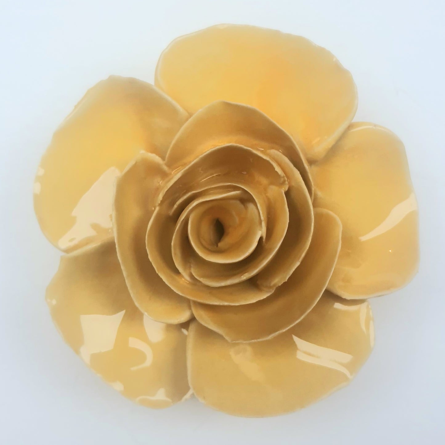 Ceramic Flower; Burnt Yellow Elegance Ranunculus