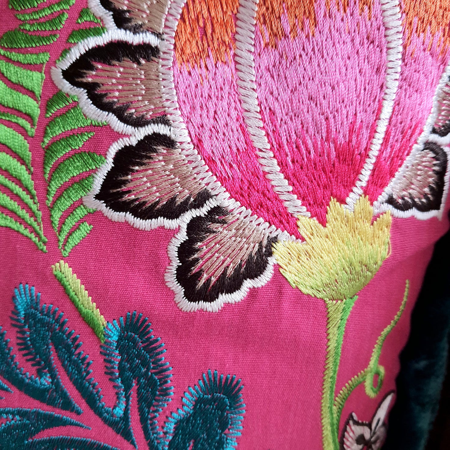 Embroidered Flowers Designer Cushion