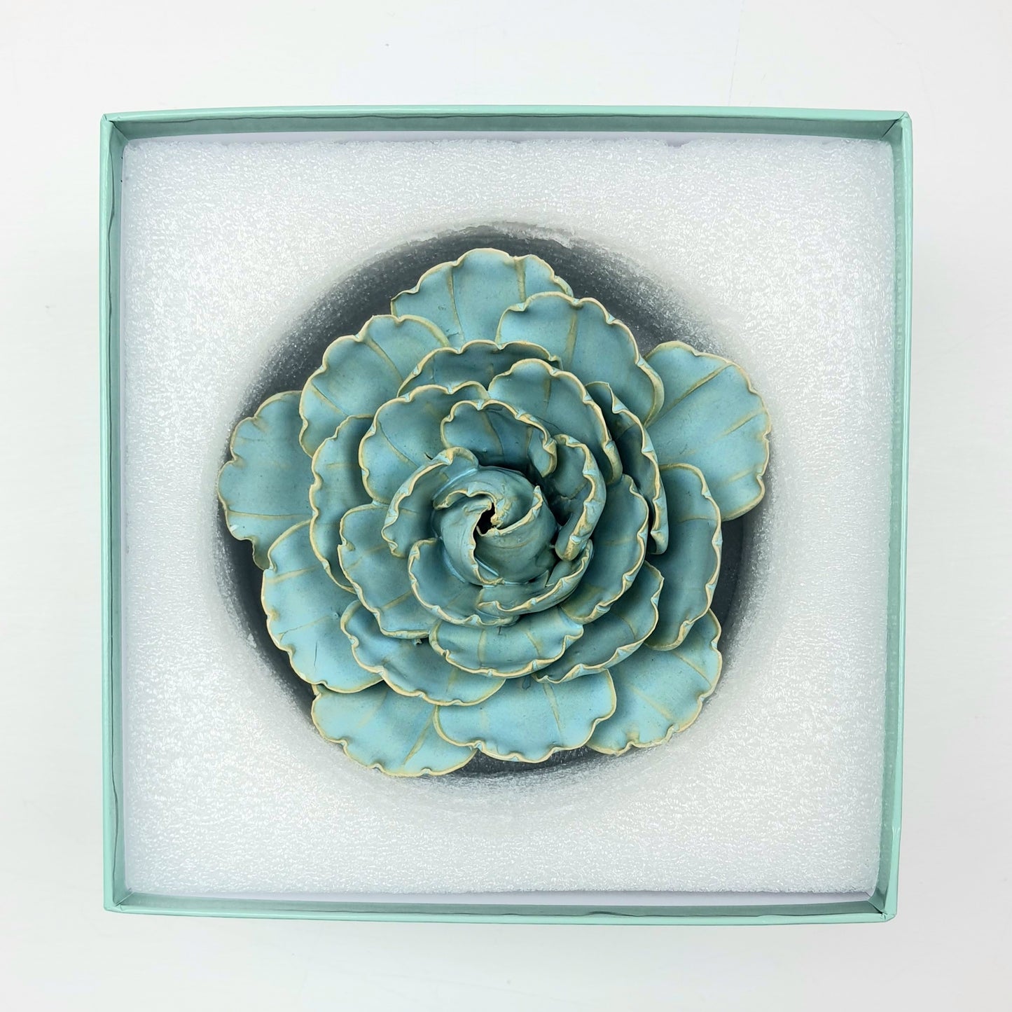 Ceramic Flower; Robin's Egg Blue Keiko Peony