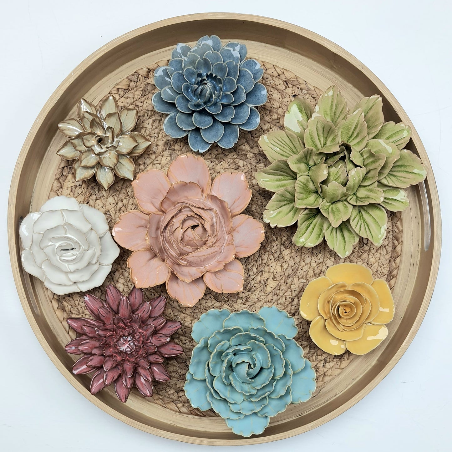 Ceramic Flower; Blush Pink Star Dahlia