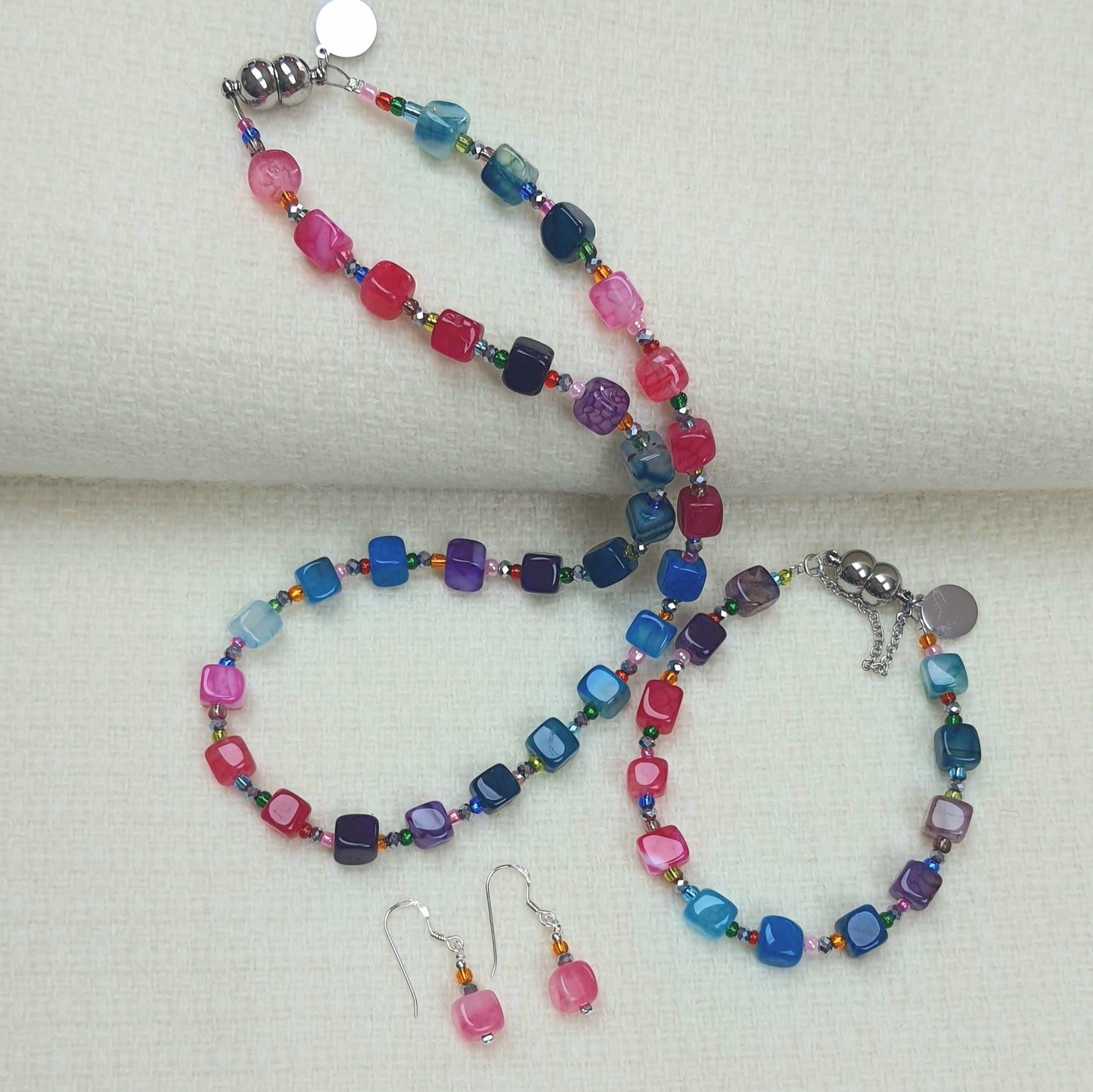 Agate Jewellery - Blue, Green and Pink