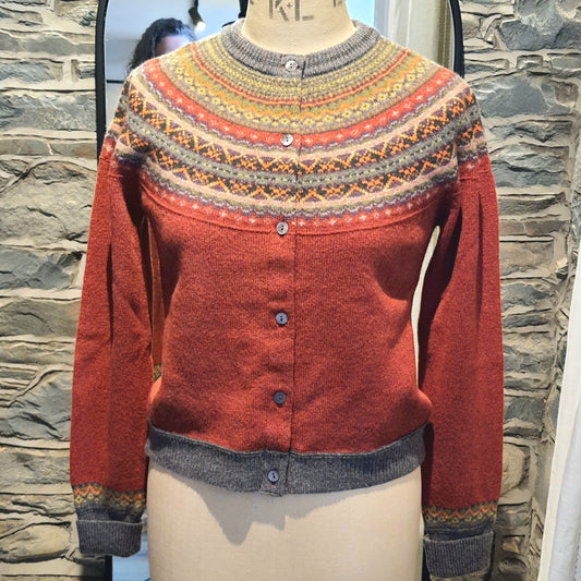 Fairisle Cardigan- Cinnamon